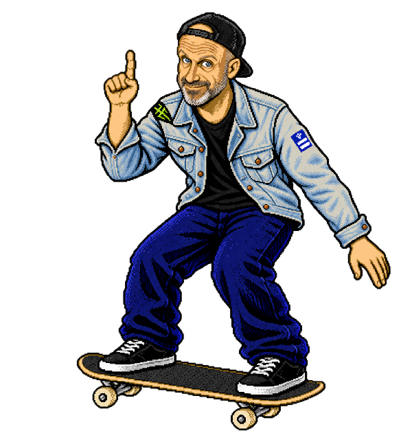 Coach Fred standing on his board